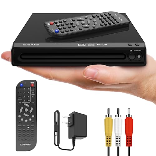 Craig CVD401A Compact HDMI DVD Player with Remote in Black | Compatible with DVD-R/DVD-RW/JPEG/CD-R/CD-R/CD | Progressive Scan | Up-Convert to 1080p |