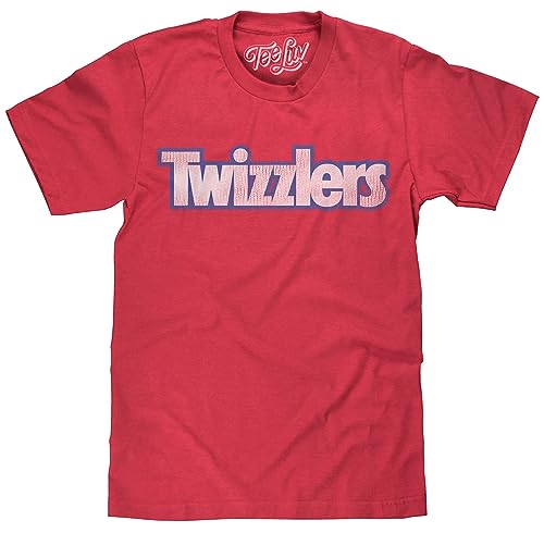 Tee Luv Men's Retro Twizzlers Candy Shirt, Red Heather, XL