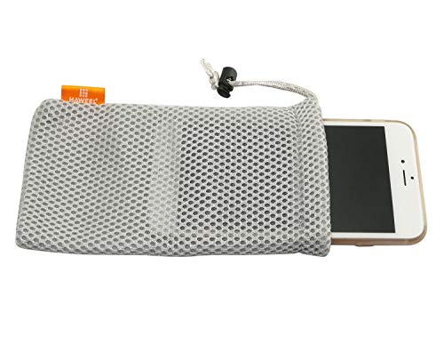 RuiLing 5pcs Multifunction Nylon Mesh Drawstring Pouch Bag for Mobile Phone,Sunglasses,Electronic Gadgets-Travel Organizer Outdoor Activities Storage Pouch 3.5'x 7.3'(Gray)