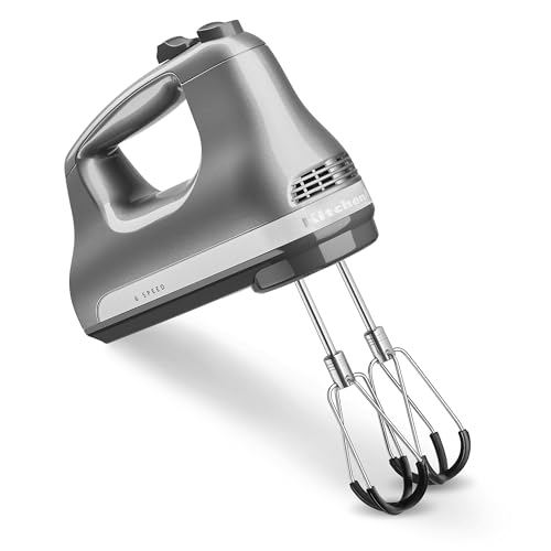 KitchenAid 6 Speed Hand Mixer with Flex Edge Beaters - KHM6118, 6 Speed w/Flex Edge Beaters, Contour Silver