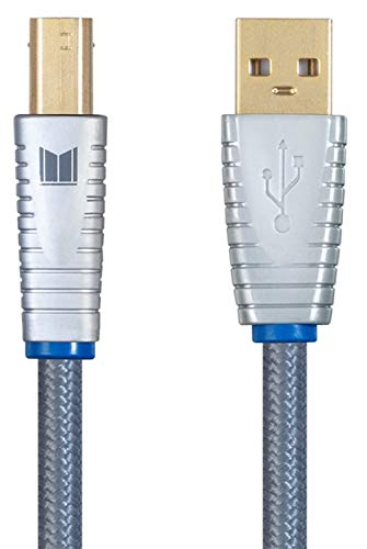 Monolith USB Digital Audio Cable - USB Type-A to USB Type-B, Gold-Plated Connectors, 22AWG, 1 Meter, Gray