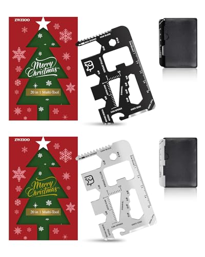 Stocking Stuffers for Women Adults Men, 2 Packs 20 in 1 Wallet Credit Card Multitool, White Elephant Gifts for Adults, Christmas Gifts for Him Husband Dad Father Boyfriend, Tools Gadgets for Men