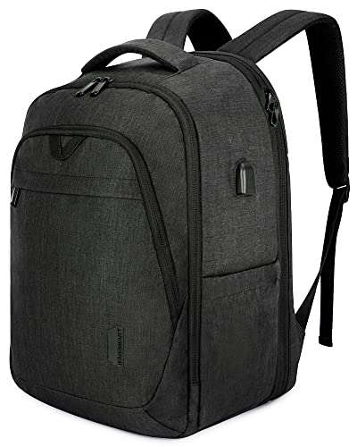 BAGSMART Laptop Backpack for Men Women Travel Backpack with USB Charging Port fits 17.3 Inch Computer Expandable Backpack Large Bookbag for College Work Business Trip,Black