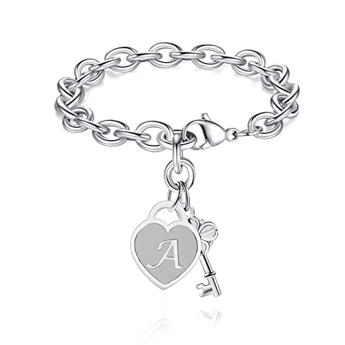 Bracelets for Teen Girls Gift Ideas 8 10 12 14 13 Year Old Birthday Stocking Stuffers for Teens Christmas Gifts Teenage Girls Jewelry Presents Stuff Initial Heart Charm Bracelets Women Mom