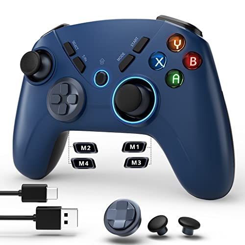 Multi-Platform PC Wireless Controller, Bluetooth Gaming Controller, Compatible with Windows, iPad, Steam, Laptop, Mac, Tablet, and Smart TV, with Double Shock, Macro Keys, Turbo Button, LED Backlight