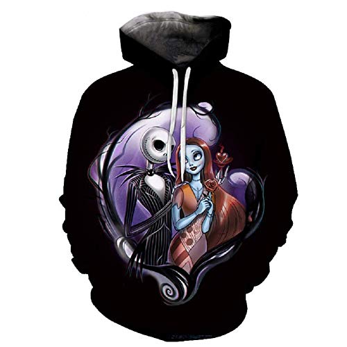mlsjdger Unisex Nightmare Before Christmas Jack & Sally Novelty Hoodie 3D Print Sweatshirts Hoodie