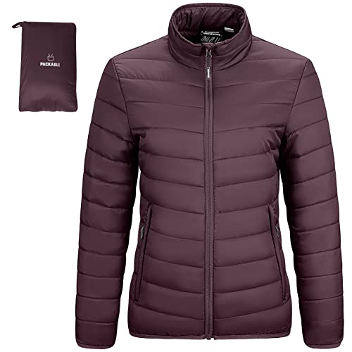 Outdoor Ventures Women's Packable Full-Zip Short Puffer Jacket Insulated Quilted Warm Lightweight Winter Coat