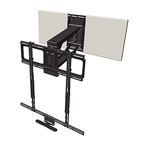 MantelMount MM700 Premier Fireplace TV Mount Pull Down Bracket for 50'-90' & 25-115 lb Televisions Above Mantel with Sound Bar Attachment, Paintable Covers & Safety Pull Down Handles