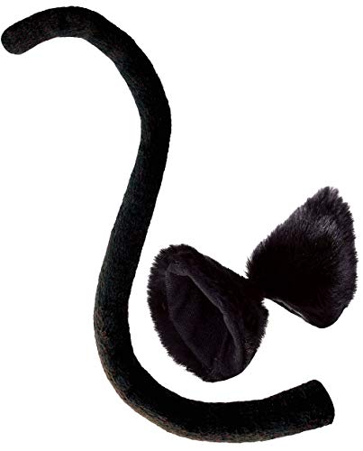 OLYPHAN Cat Ear Clips and Black Tail Long Costume Set Animal Ears Hair Clip for Women Halloween Costumes, Neko Cosplay Accessories