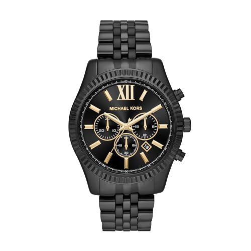 Michael Kors Men's Lexington Stainless Steel Analog-Quartz Watch with Stainless-Steel Strap, Black, 22 (Model: MK8603)