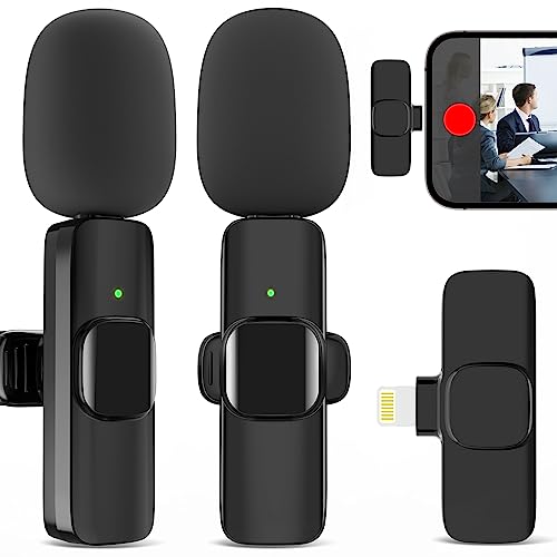 JUDKIOM 2 Pack Wireless Microphones for iPhone iPad, Professional Mics for Video Recording Interview Conference Podcast Vlog YouTube TikTok
