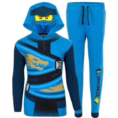 LEGO Ninjago Boys Pants Sets, Ninjago Pullover Hoodie Tee and Pants Sets for Boys (Blue, 7)