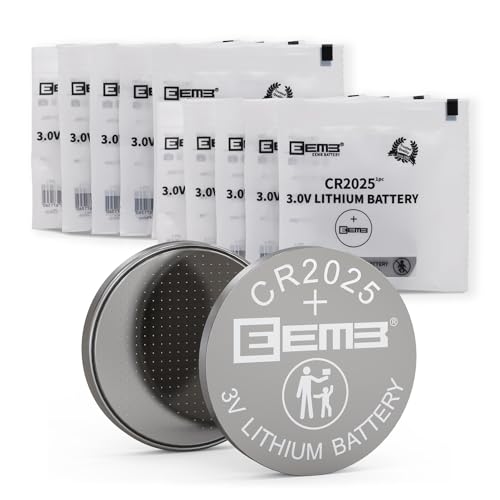 EEMB 10 Pack CR2025 Battery 3V Lithium Battery Button Coin Cell Batteries 2025 Battery for Key FOBs, calculators, Coin counters, Watches, Heart Rate Monitors, Glucose Monitors and More