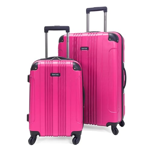 Kenneth Cole REACTION Out of Bounds Lightweight Hardshell 4-Wheel Spinner Luggage, Magenta, 2-Piece Set (20' & 28')