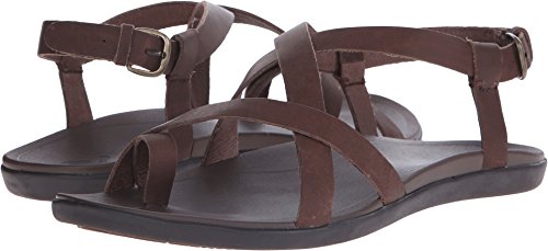 OLUKAI Upena Women's Beach Sandals, Quick-Dry Flip-Flop Slides, Water Resistant & Modern Low Profile Design, All-Day Comfort Fit & Wet Grip Soles, Kona Coffee/Kona Coffee, 8