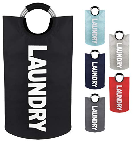 Neatkeep Large Laundry Bags for Heavy-Duty Use with Aluminum Handles, Collapsible Fabric Laundry Basket, Foldable Clothes Bag, (Available in 6 Colors) (Black)