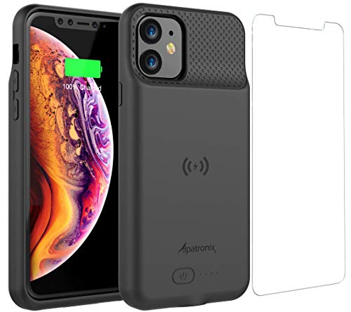 Alpatronix iPhone 11 and iPhone XR Battery Case, 5500mAh Slim Portable Protective Extended Charger Cover with Wireless Charging Compatible with iPhone 11 and iPhone XR (6.1 inch) - Black