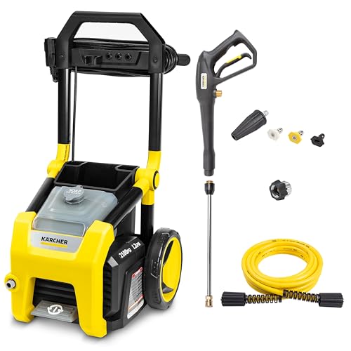 Kärcher K2100PS Max 2100 CETA-certified PSI Electric Pressure Washer with 4 Spray Nozzles - Great for cleaning Cars, Siding, Driveways, Fencing and more - 1.2 GPM