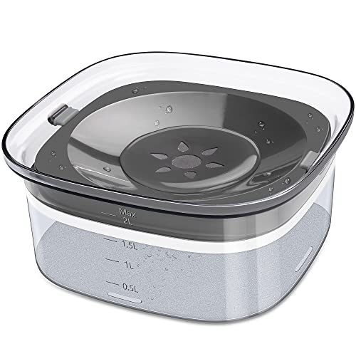 UPSKY 70oz Dog Water Bowl 2L No Spill Large Capacity Slow Feeder, Spill Proof Pet Water Dispenser Vehicle Carried Travel Drinking Water Bowl for Dogs, Cats