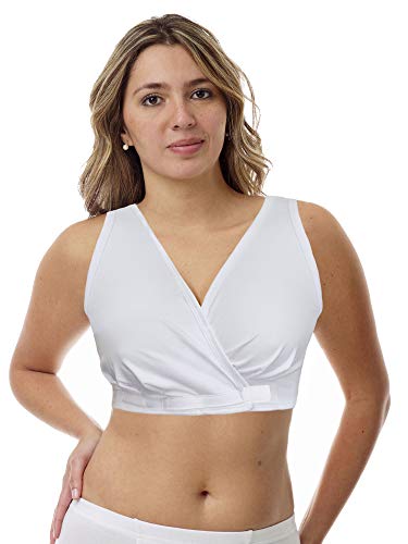 Underworks Arthritis Bra with Hook and Loop Closure - Sleep Leisure Breastfeeding Bra, 2X White