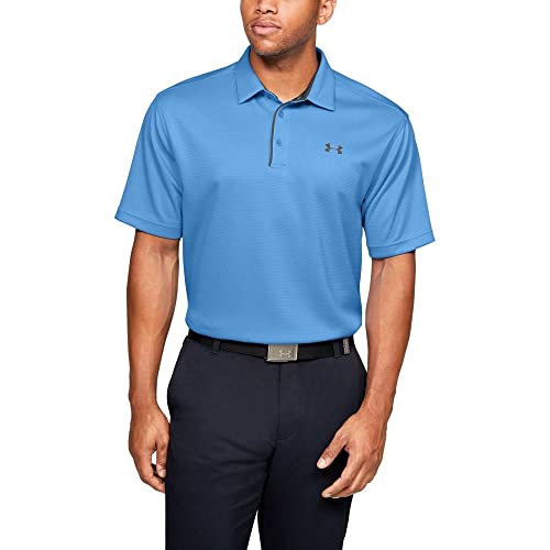 Under Armour Mens Tech Golf Polo, Carolina Blue (475)/Pitch Gray, XX-Large
