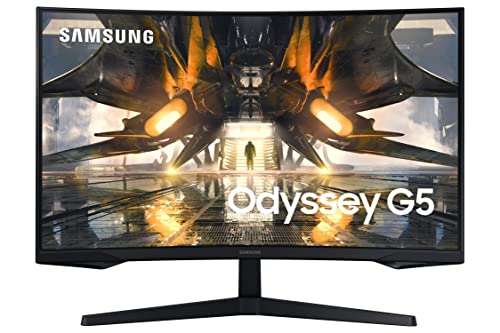 SAMSUNG 32' Odyssey G55A QHD 165Hz 1ms FreeSync Curved Gaming Monitor with HDR 10, Futuristic Design for Any Desktop, LS32AG550ENXZA