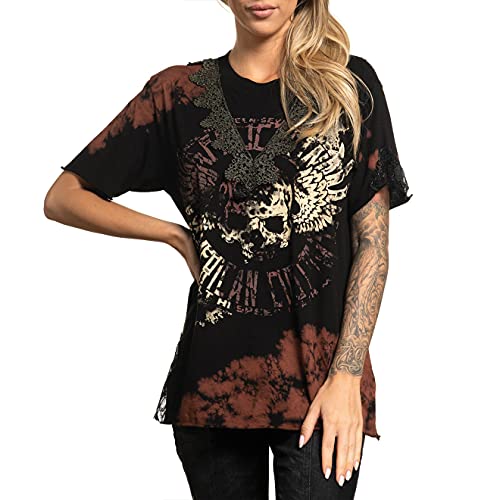 Affliction Women's American Customs Fallout Paint Short Sleeve Tee