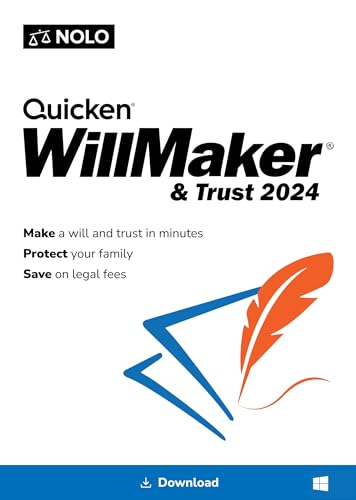 Quicken WillMaker & Trust 2024 - Windows - Estate Planning Software Includes Will, Living Trust, Health Care Directive, Financial, Power of Attorney - Legally Binding [PC Online code]