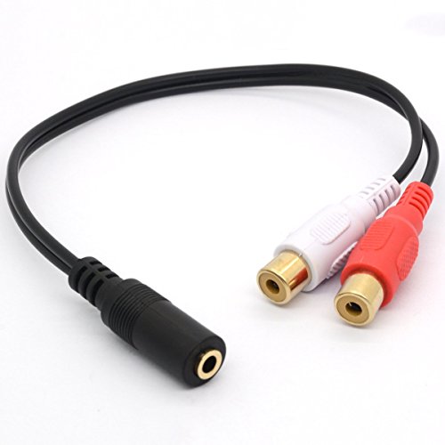 BSHTU 3.5mm Female to Dual RCA Female Phono Stereo Splitter Cable 3.5 Jack Socket to 2RCA Audio Adapter Extender Cord 8inch/20cm (2RCA Female)