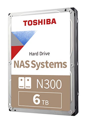 Toshiba N300 6TB NAS 3.5-Inch Internal Hard Drive - CMR SATA 6 GB/s 7200 RPM 256 MB Cache - HDWG460XZSTA
