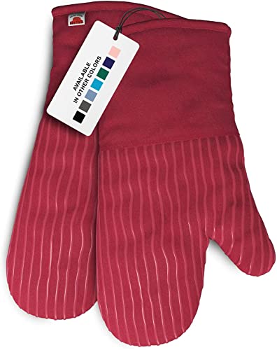 Big Red House Heat-Resistant Oven Mitts - Set of 2 Silicone Kitchen Oven Mitt Gloves, Red