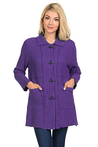 Focus Fashion Women's Cotton Big Waffle All Seasons Jacket-BW112 (Small, Blackberry)