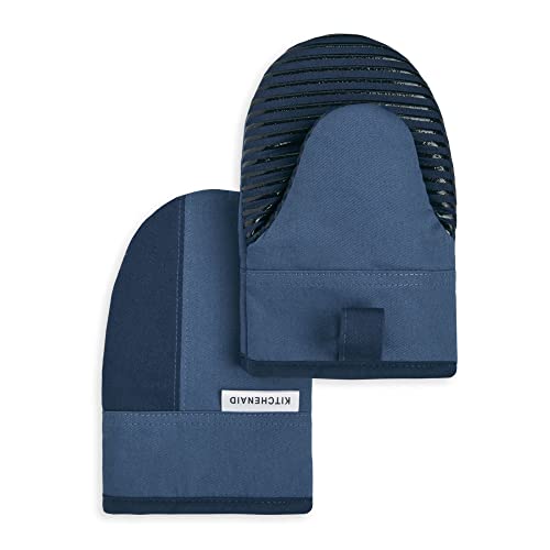 KitchenAid Beacon Two-Tone Non-Slip Mini Oven Mitt Set, Navy/Ink, 5.5'x8', 2 Piece