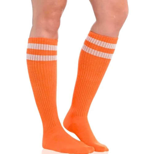 Orange Striped Knee Socks - One Size Fits Most (Pack of 2) - Perfect Costume Accessory & Footwear for Unforgettable Outfits
