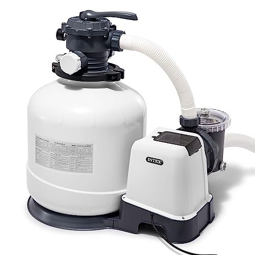Intex 26651EG Krystal Clear 16 Inch 3,000 GPH Above Ground Pool Sand Filter Pump with Automatic Timer, GFCI, and 6 Function Control, Gray