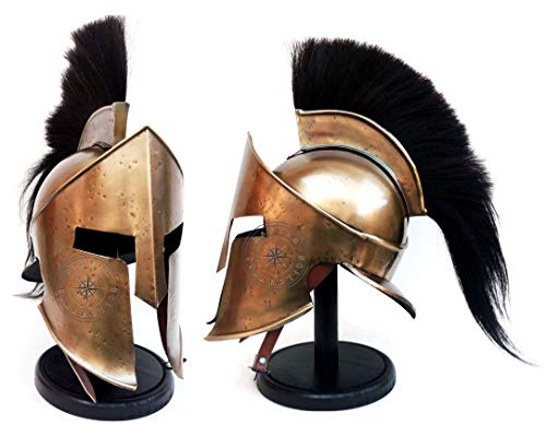 THOR INSTRUMENTS Medieval Armour King Leonidas Greek Spartan 300 Roman Helmet With Wooden Stand adult halloween costume