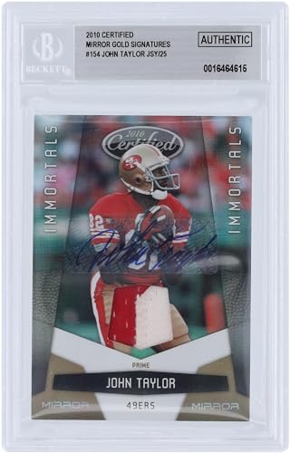 John Taylor San Francisco 49ers Autographed 2010 Panini Certified 2 Color Relic #154#15/25 BGS Authenticated Card - NFL Autographed Football Cards