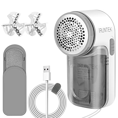 iRUNTEK Battery-Free Fabric Lint Remover, USB Powered Shaver and Lint Brush 2 in 1, Sweater Defuzzer Remove Fuzz, Lint Balls, Pills, Bobbles from Clothes, Furniture, Carpet, Couch