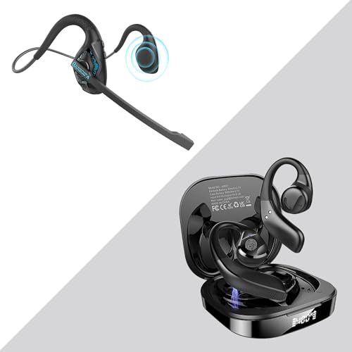 BANIGIPA Open Ear Air Conduction Headphones, Noise Cancelling Bluetooth Headset for Phones Laptop Computer PC, Wireless Earbuds for Office Meeting Running Cycling Driving Working