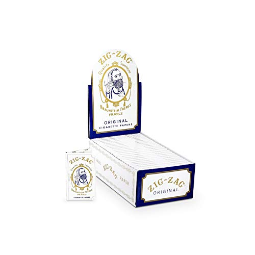 ZIG-ZAG Original Rolling Papers with Natural Gum Arabic and Thin Glue Sealing Line, 70mm, 24 Pack Carton, White