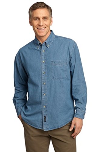 Port & Company Long Sleeve Denim Shirt (SP10) - Faded Blue SP10 XL