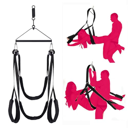 Sex Swings Heavy Duty from Ceiling Mount Swivel Sex Swings Hangers with Seat Stand Indoor Hold up to 600lbs Sex Ceiling Swing Adult Adjustable Soft Nylon Straps Play Suspension Kit Sweater