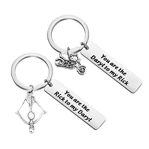 PLITI Movie Inspired Gifts Fans Gift Rick and Daryl Brother Best Friend Keychain set of 2 You are the Daryl to my Rick Keyring Friendship Gifts (Rick Daryl set)