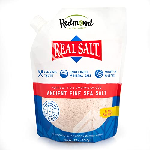 REDMOND Real Sea Salt - Natural Unrefined Gluten Free Fine, 26 Ounce Pouch (1 Pack)