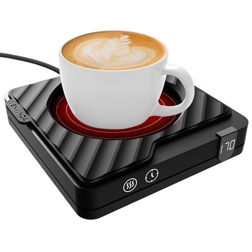 Mug Warmer, Smart Coffee Warmer with Auto Shut Off Timer, Coffee Mug Warmer with 3-Temp Setting, Coffee Cup Warmer for Milk/Tea/Beverage/Chocolate/Coffee, Coffee Warmer for Desk/Office/Home, Black