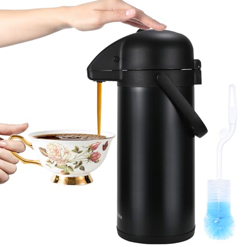 Airpot Coffee Dispenser with Pump, 102OZ Insulated Thermal Coffee Carafe for Keeping Hot - Cold Water, Party Chocolate Drinks & Stainless Steel Thermos Urn Large Thermal Hot Drink (Black)