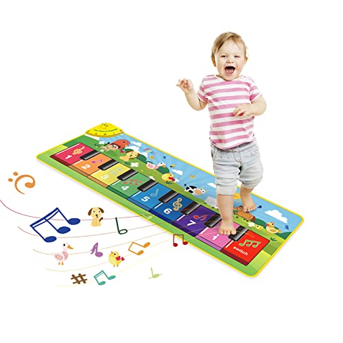 FOKI Floor Piano Mat for Toddlers, Baby Kid Sensory Educational Dancing Keyboard Carpet Animal Sounds Blanket Touch Playmat Musical Mats Birthday Toddler Toys for 1 2 3 4 5 Year Old Boy Girl Gifts