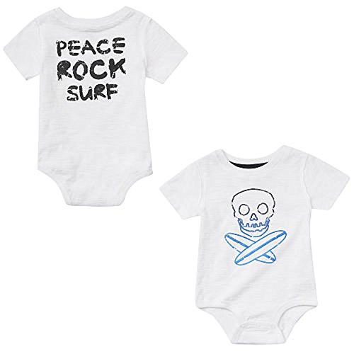 Amy Coe Skull PEACE ROCK SURF Baby Boys Bodysuit Dress-Up Outfit (Newborn)