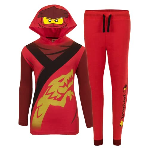 LEGO Ninjago Boys Pants Sets, Ninjago Pullover Hoodie Tee and Pants Sets for Boys (Red, 5-6)