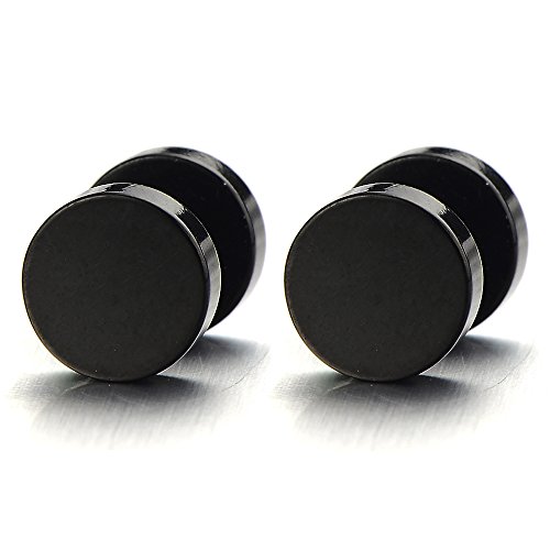 EXTRA LARGE 16MM Black Screw Stud Earring for Men Women Steel Cheater Fake Ear Plug Gauge Illusion Tunnel